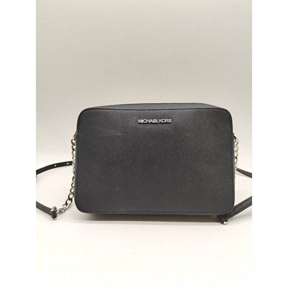 MICHAEL KORS Jet Set East West saffiano faux-leather large crossbody bag - BLACK - Picture 1 of 13
